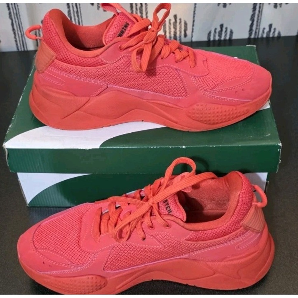 Puma RS-X AO High Risk Low Woman 9.5 Shoes Triple All Red/Gum Bottom EUC W/BOX